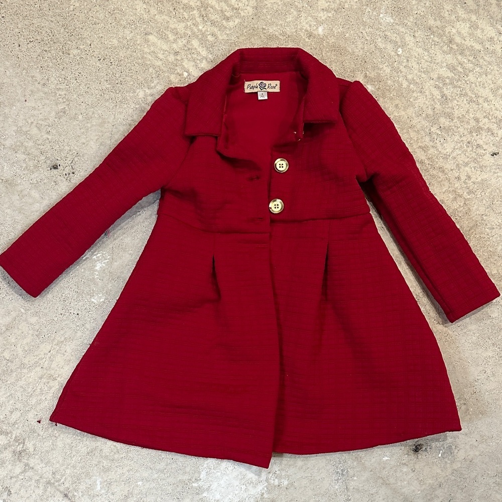 Stylish Kids' Red Pea Coat